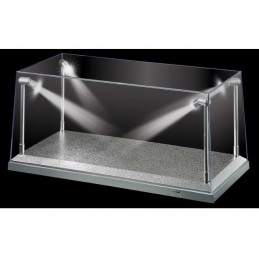 Boite Vitrine Plexi avec Spots 33 cm - Socle Gris